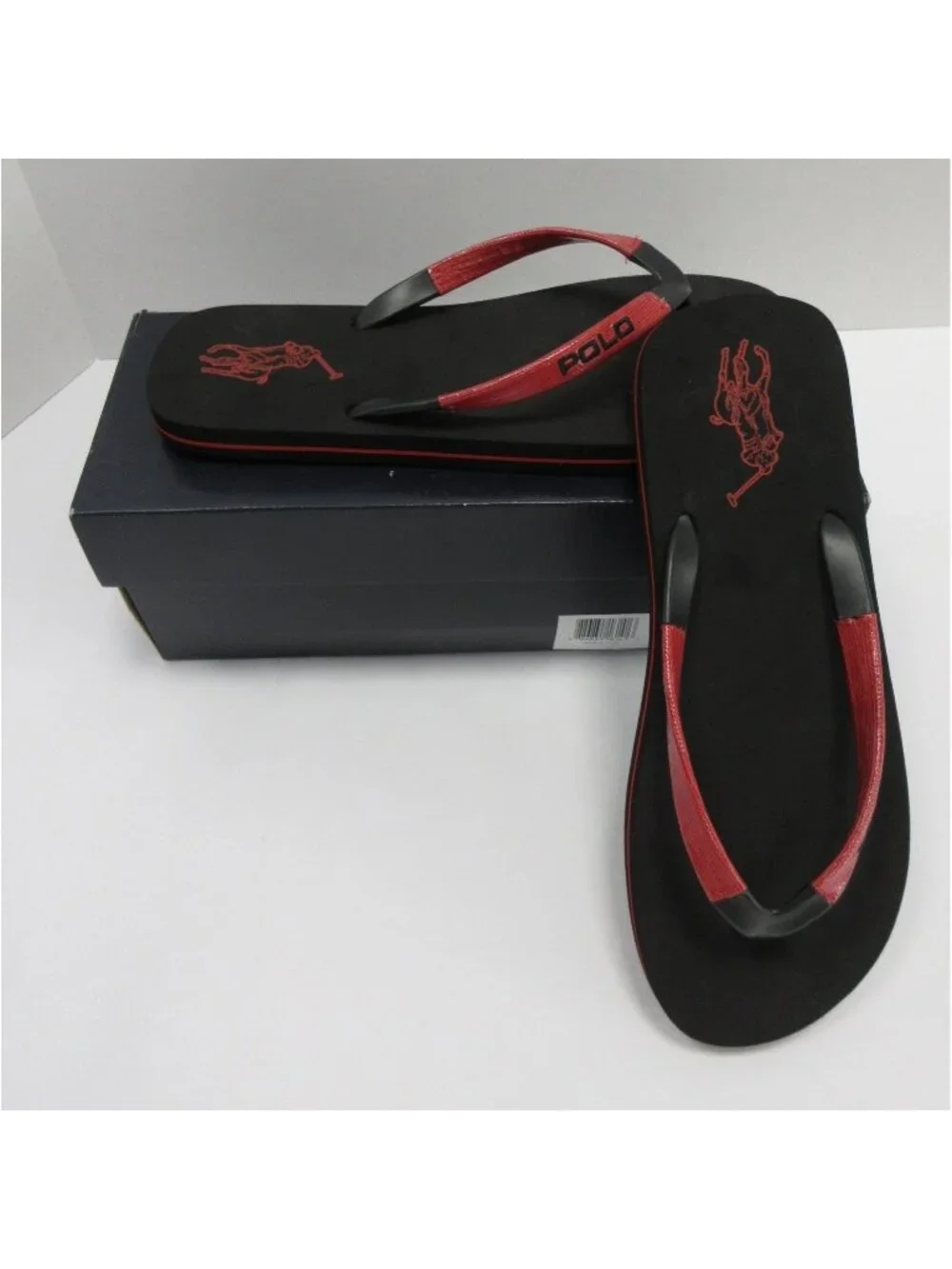 Polo Ralph Lauren Sandals 11 D Red Flip Flops Canby Thong Pony Logo